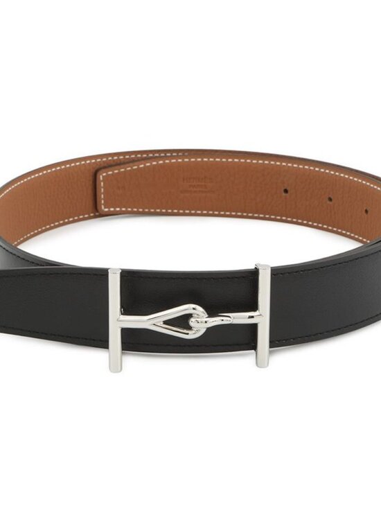 Hermes Belt Jumbo Black Gold Silver Box Calf Togo 80 main image 5